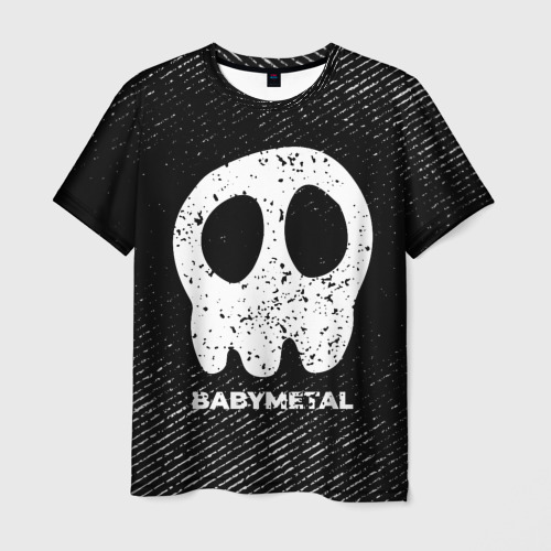Мужская футболка с принтом Babymetal с потертостями на темном фоне, вид спереди №1