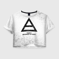 Женская футболка Crop-top 3D Thirty Seconds to Mars с потертостями на светлом фоне