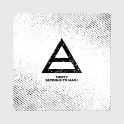 Магнит виниловый Квадрат Thirty Seconds to Mars с потертостями на светлом фоне