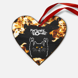 Деревянная игрушка Сердце My Chemical Romance рок кот и огонь