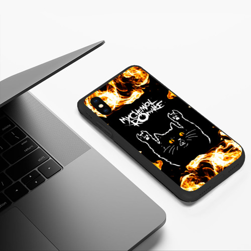 Чехол для iPhone XS Max матовый My Chemical Romance рок кот и огонь - фото 5