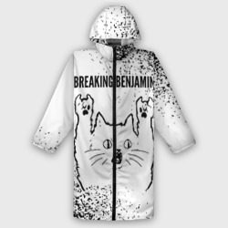 Мужской дождевик 3D Breaking Benjamin рок кот на светлом фоне