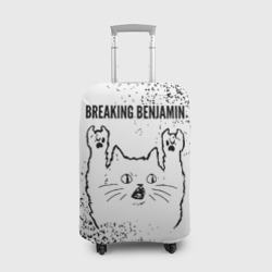 Чехол для чемодана 3D Breaking Benjamin рок кот на светлом фоне