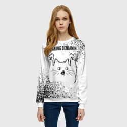 Женский свитшот 3D Breaking Benjamin рок кот на светлом фоне - фото 2