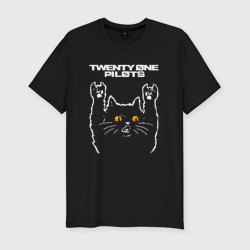 Мужская футболка хлопок Slim Twenty One Pilots rock cat