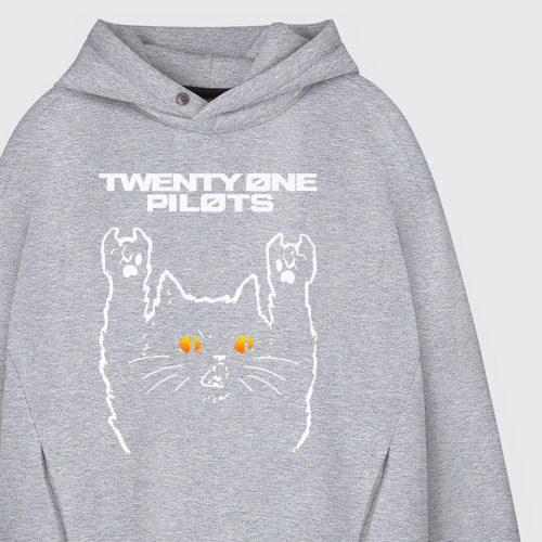 Мужское светящееся худи Twenty One Pilots rock cat, цвет меланж - фото 8