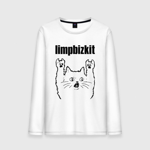 Мужской лонгслив хлопок Limp Bizkit - rock cat, цвет белый