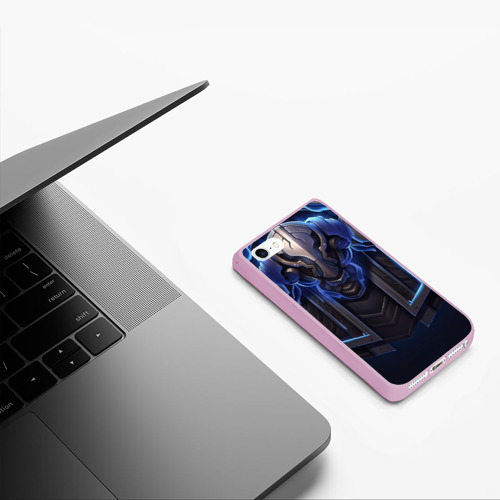 Чехол для iPhone 5/5S матовый Силовая кибер броня, цвет розовый - фото 5
