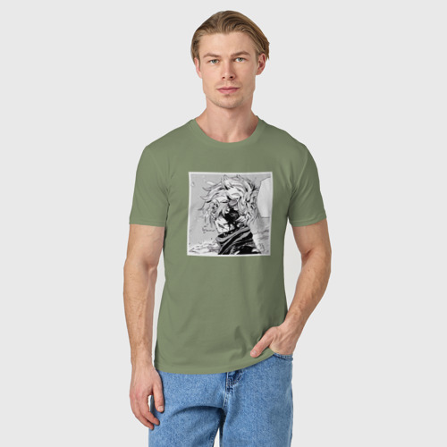 Мужская футболка хлопок Адский рай - Габимару цветёт, цвет авокадо - фото 3