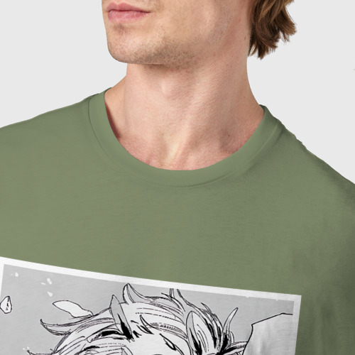 Мужская футболка хлопок Адский рай - Габимару цветёт, цвет авокадо - фото 6