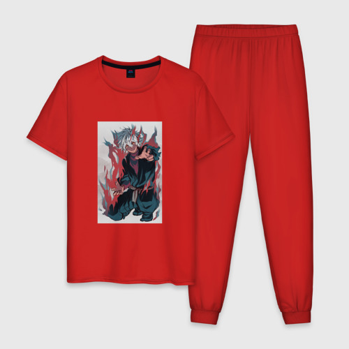 Мужская пижама хлопок с принтом Огненный монах - габимару, вид спереди #2