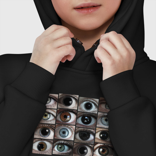 Детское худи Oversize хлопок Разнообразие глаз, цвет черный - фото 7