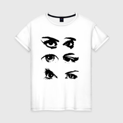 Black contoured eyes – Женская футболка хлопок с принтом купить со скидкой в -20%