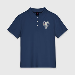 Женское поло хлопок White ribs with a heart inside