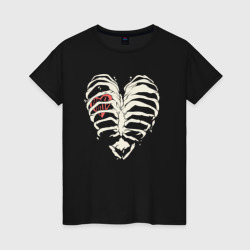 White ribs with a heart inside – Светящаяся женская футболка с принтом купить со скидкой в -20%