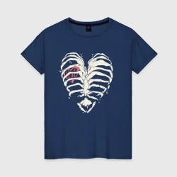 Светящаяся женская футболка White ribs with a heart inside