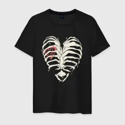 Светящаяся мужская футболка White ribs with a heart inside