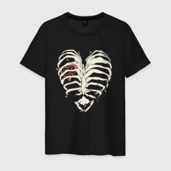 Светящаяся мужская футболка White ribs with a heart inside
