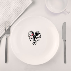 Набор: тарелка + кружка Black ribs with a heart inside - фото 2