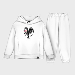 Детский костюм хлопок Oversize Black ribs with a heart inside