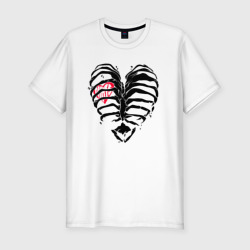 Мужская футболка хлопок Slim Black ribs with a heart inside