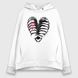 Black ribs with a heart inside – Женское худи Oversize хлопок с принтом купить со скидкой в -20%