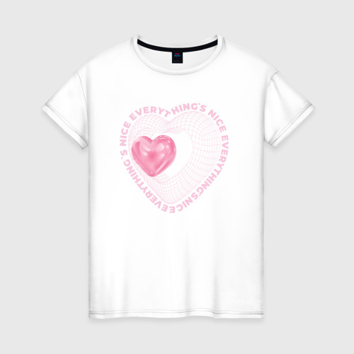 Светящаяся женская футболка с принтом Everything`s nice, вид спереди №1