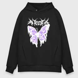 Мужское светящееся худи Gothic white butterfly