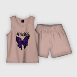 Детская пижама с шортами хлопок Gothic black butterfly