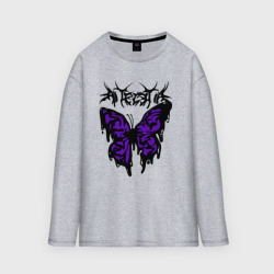 Мужской лонгслив oversize хлопок Gothic black butterfly