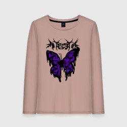 Женский лонгслив хлопок Gothic black butterfly