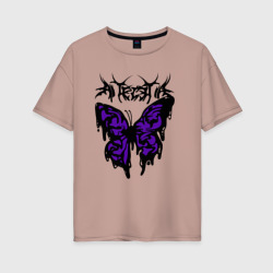 Женская футболка хлопок Oversize Gothic black butterfly