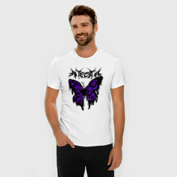 Мужская футболка хлопок Slim Gothic black butterfly - фото 2