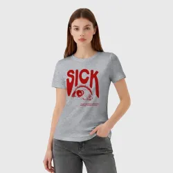 Женская футболка хлопок Sick i can`t away from you red - фото 2