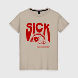 Sick i can`t away from you red – Футболка из хлопка с принтом купить со скидкой в -20%