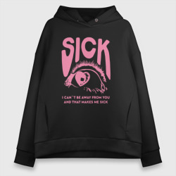 Женское светящееся худи Sick i can`t away from you pink