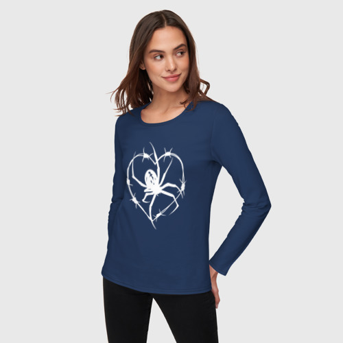 Женский лонгслив хлопок Spider love, цвет темно-синий - фото 3