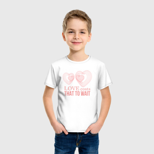 Детская футболка хлопок Love costs that to wait, цвет белый - фото 3