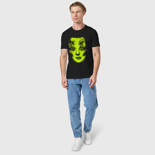 Мужская футболка хлопок с принтом Double lime face, вид сбоку #3