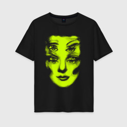 Женская футболка хлопок Oversize Double lime face