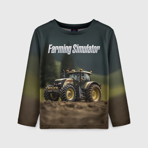 Детский лонгслив 3D Farming Simulator - Игрушечный желтый, цвет 3D печать