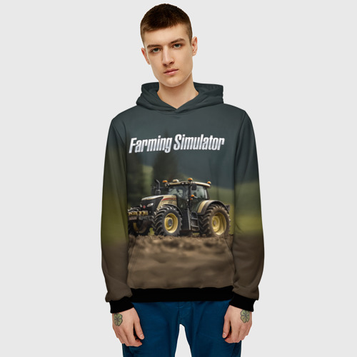 Мужская толстовка 3D Farming Simulator - Игрушечный желтый, цвет черный - фото 3