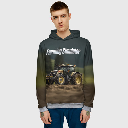 Мужская толстовка 3D Farming Simulator - Игрушечный желтый, цвет меланж - фото 3