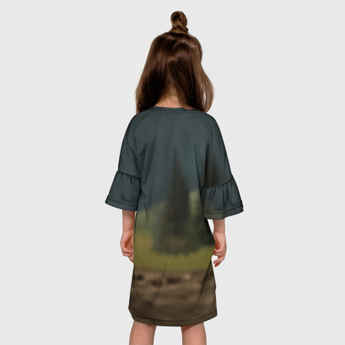 Детское платье 3D с принтом Farming Simulator - Игрушечный желтый, вид сзади #2