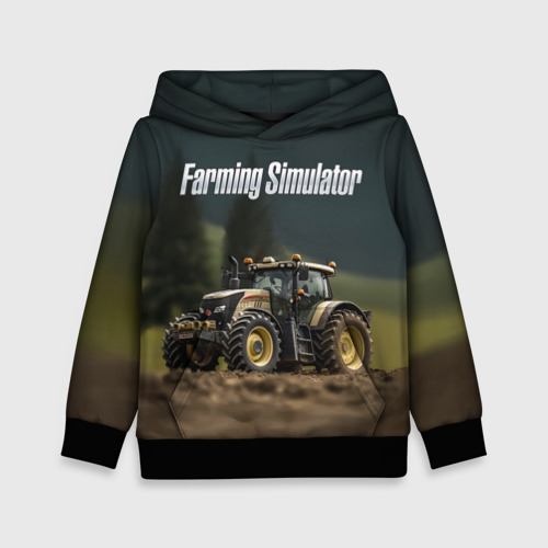 Детская толстовка 3D Farming Simulator - Игрушечный желтый, цвет черный