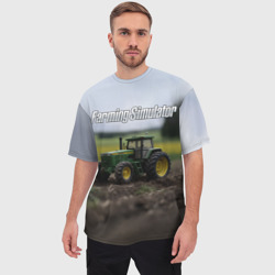 Мужская футболка oversize 3D Farming Simulator - Игрушечный зеленый - фото 2