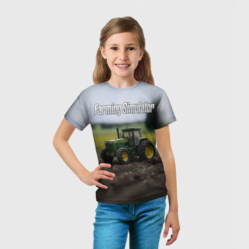 Детская футболка 3D Farming Simulator - Игрушечный зеленый, цвет 3D печать - фото 5