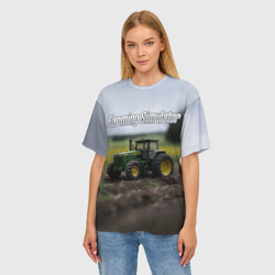 Женская футболка oversize 3D Farming Simulator - Игрушечный зеленый - фото 2