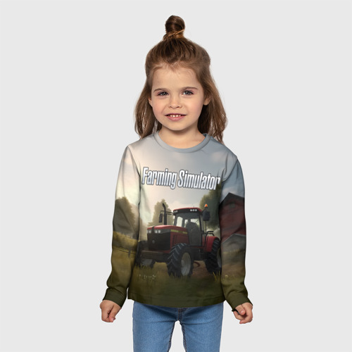 Детский лонгслив 3D Farming Simulator - Красный трактор, цвет 3D печать - фото 5