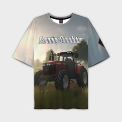 Мужская футболка oversize 3D Farming Simulator - Красный трактор